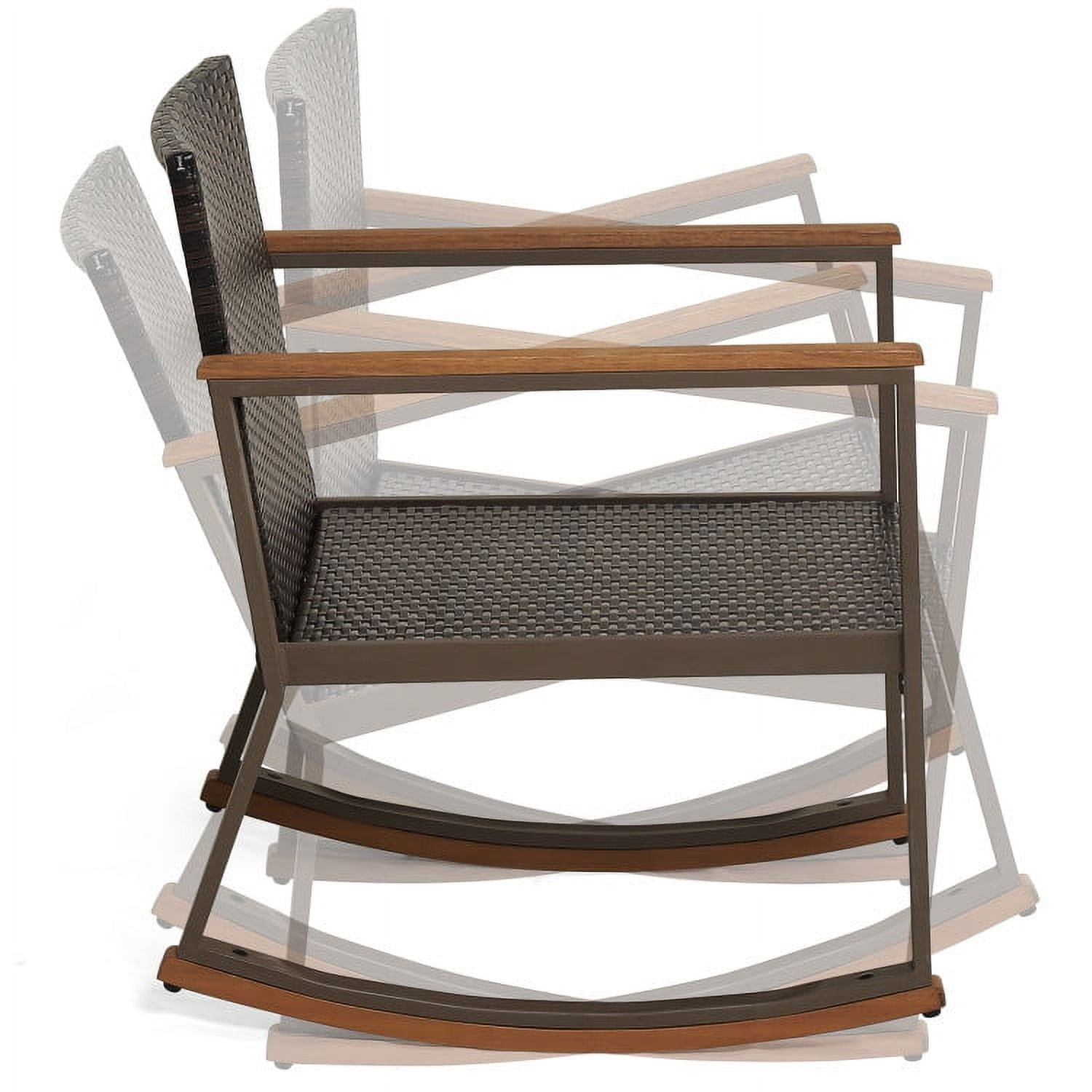 Aimee Lii 3 Pieces Rattan Rocking Bistro Set with Coffee Table and Cushions, Patio Table and Chairs Set, Outdoor Patio Set, Off White