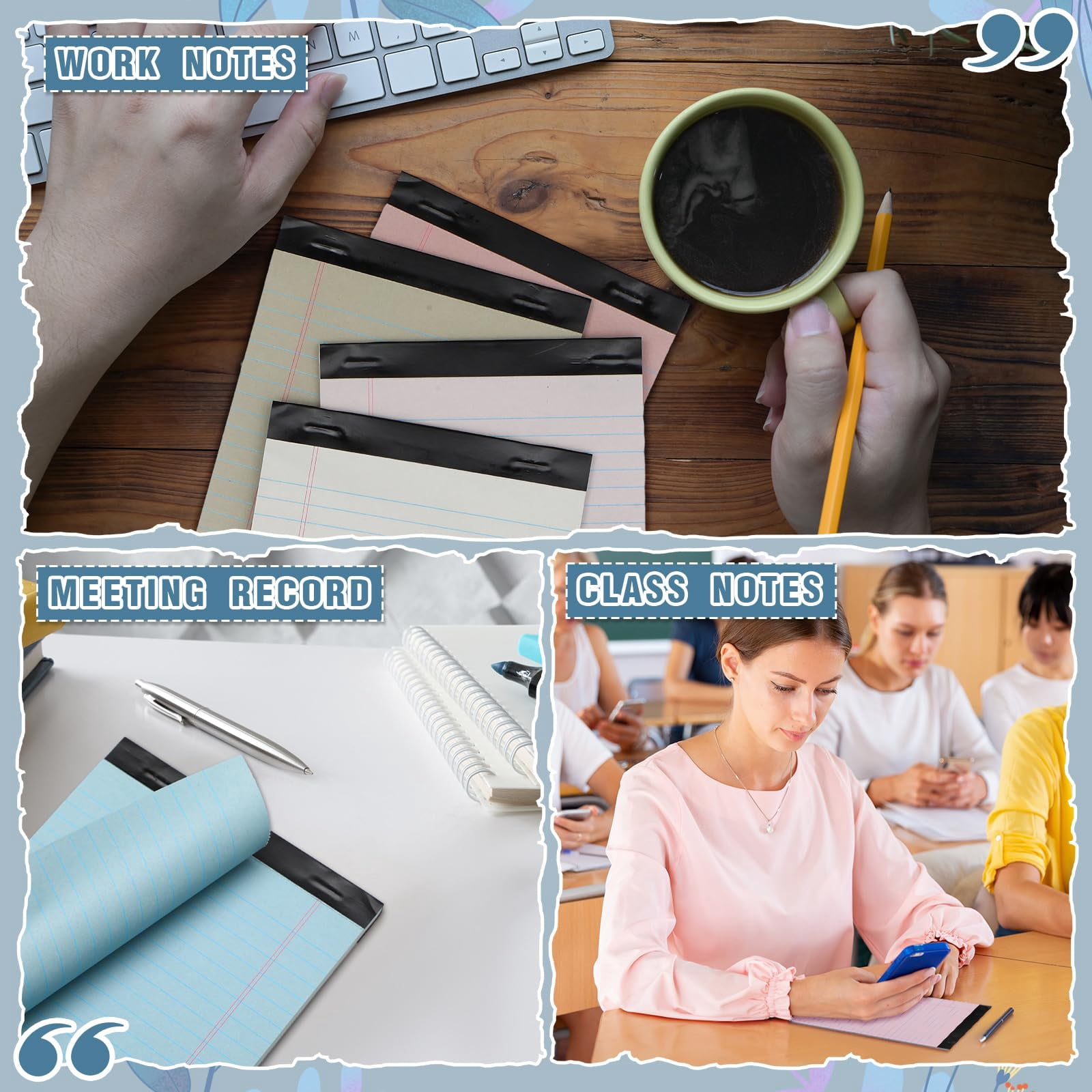 12 12 5" X 8" Small Legal Pads Colored Lined Note Narrow Ruled Writing Notepads 50 Sheets Per Paper Notebook And Perforated For College Office Supplies (dreamy Colors)