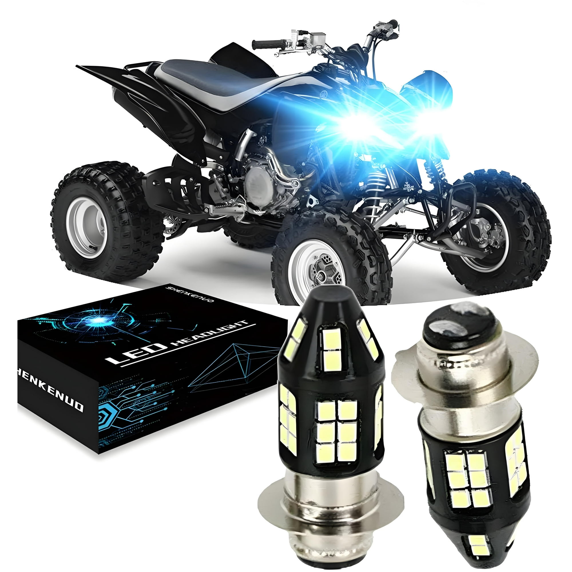 For Yamaha Grizzly 660 2002-2007 LED Headlight Bulbs Kit YFM660F YFM660FA, H6M Super Bright,8000K Ice Blue,Pack of 2