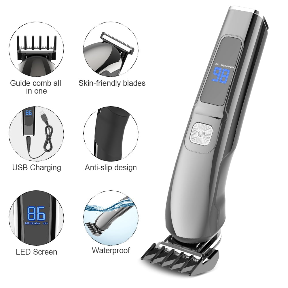 Beard Trimmer for Men, Hizek Hair Clippers Cordless Pubic Hair Trimmer for  Men 11 in Trimmer Grooming Kit with Hairdressing Cape, LED Display USB  Rechargeable Body Groomer for Beard Nose Facial
