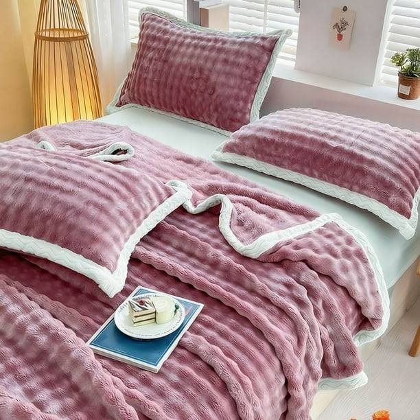 Hogar y cocina, Ropa de cama, Mantas y plaids, Regalos para mujeres, Manta de polar suave, cálida y suave, de doble cara, para todas las estaciones, de color liso.