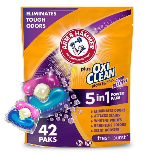 ARM & HAMMER plus OxiClean - Lanzadores de olores 5 en 1, 42 unidades