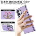 thumbnail image 4 of for Samsung Galaxy S22 Ultra Wallet Case with Card Holder Women Men, Flip PU Leather Kickstand Shockproof Protective Phone Cover Magnetic Clasp 360 Rotation Ring Stand for Samsung S22 Ultra, Purple, 4 of 7