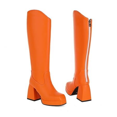 

Women Winter Warm Super High Heel Shoes Fashion Platform Zip Knee High Boots