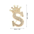 thumbnail image 2 of REGALWOVEN Letter Brooch Pins, Crown Initial Rhinestone Alphabet S Lapel Badges Pin, Gold Tone, 2 of 5