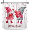 thumbnail image 7 of JOOCAR 72x72 Inch Happy Valentine's Day Themed Shower Curtain Cute Gnomes Couples Pink Love Heart for Bathroom Decor Waterproof Fabric Polyester Shower Curtain Sets with Hooks, 7 of 7
