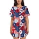thumbnail image 1 of Balery American Stars2 Conjunto de Pijama para Mujer con Estampado, Dos Piezas de Manga Corta y Shorts, Ropa de Dormir Suave con Cuello Redondo y Bolsillos-4X-Large, 1 of 6