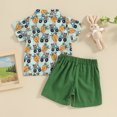 thumbnail image 3 of Bagilaanoe 2pcs Toddler Baby Boy Easter Outfits Shorts Set Short Sleeve Print Shirt Tops + Shorts 6M 12M 18M 24M 3T 4T Kids Casual Summer Clothes, 3 of 8