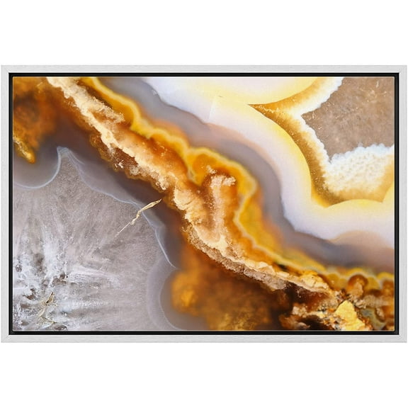 wall26 - Framed Canvas Wall Art - Abstract Agate Slice Pattern - Giclee Print Gallery Wrap Modern Home Art Ready to Hang - 16"x24" White