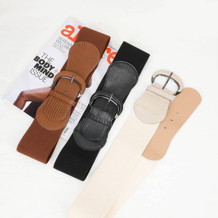 3 Pack Women\'s Stretchy Wide Waist Belt Elastic Vintage Style 3 Pack Women Wide Elastic Waist Belt Vintage Stretchy Belt  main image 3