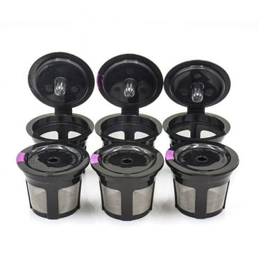 Reusable K Cups for Keurig, Universal Refillable Coffee Filters for Single Serve Coffee Maker, 3-Pack of Reusable Pods, Black
