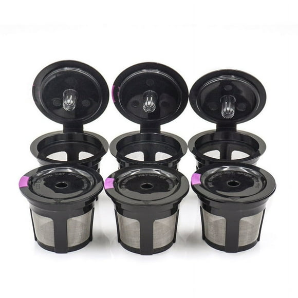Reusable K-Cups, 6 Pack Reusable Coffee Filters Compatible with Keurig K-Supreme & K-Supreme Plus Coffee Makers, Refillable Coffee Pods Stainless Mesh Capsule Cups, Contain Spoon and Cleaning Brush