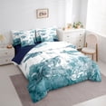 thumbnail image 2 of Erosebridal Ocean Animal Turtle 7-Piece Twin Bedding Sets,White Teal Bedding Comforter Set For Girls Boys,Reversible, 2 of 7