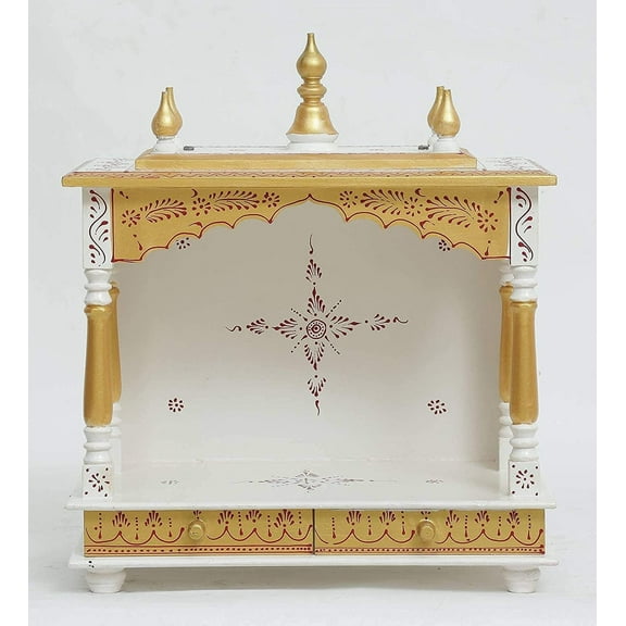 Wooden Desginer Puja Mandir / Designer Puja Mandir With Storage Cabinets / Pooja Mandap / Wall Hanging And Table Top Mandir / Devghar
