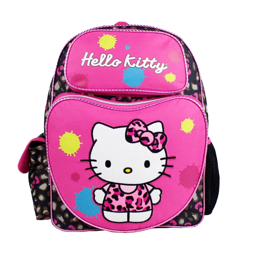 Sanrio Hello Kitty Cheetah 16" Large Girls Backpack with Heart Pocket