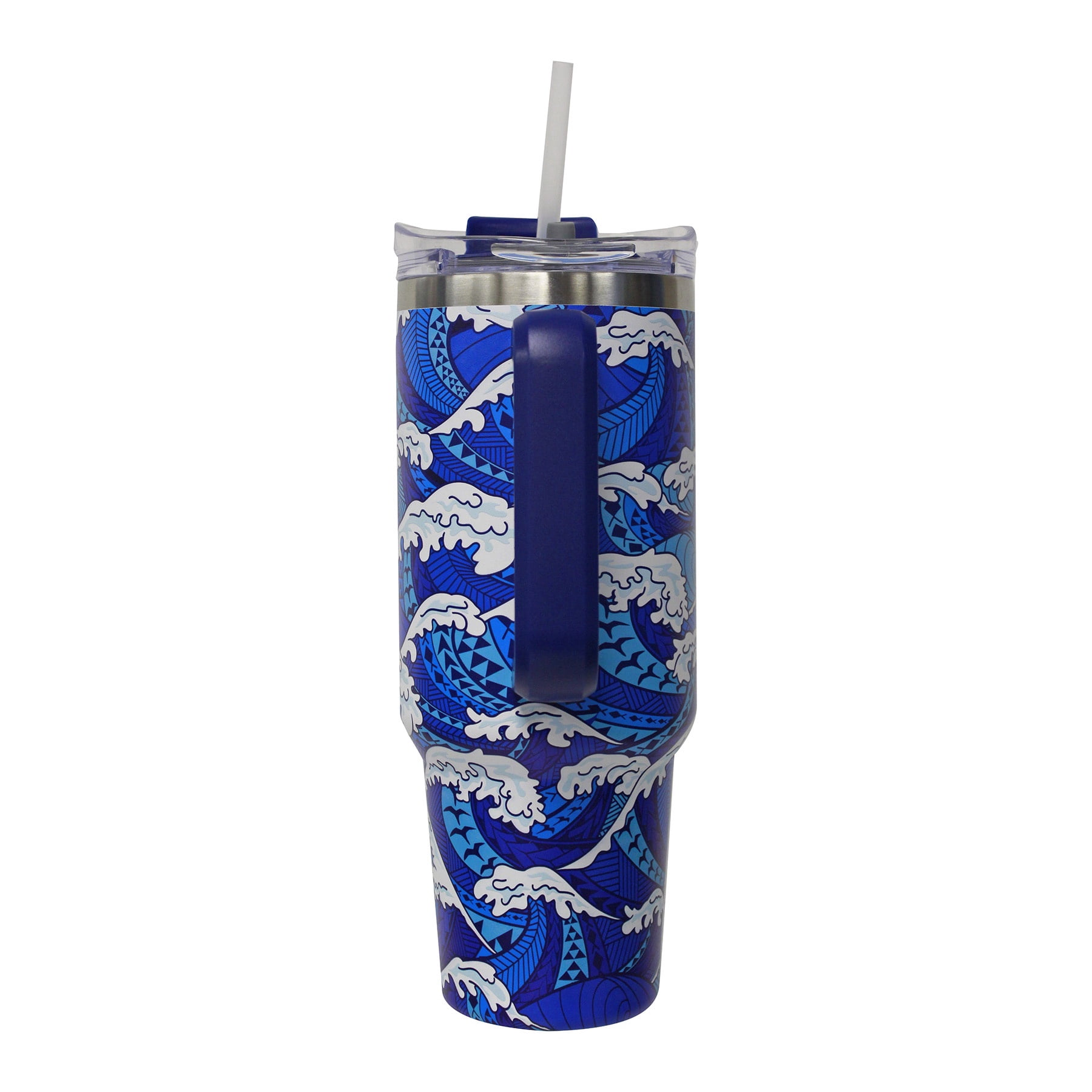 Natural HI Tribal Wave Insulated Stainless Steel Tumbler with Handle, 40 oz