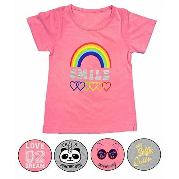 Miss Popular Cute Graphic Short Sleeve T-Shirts (Girl's) 5-Pack