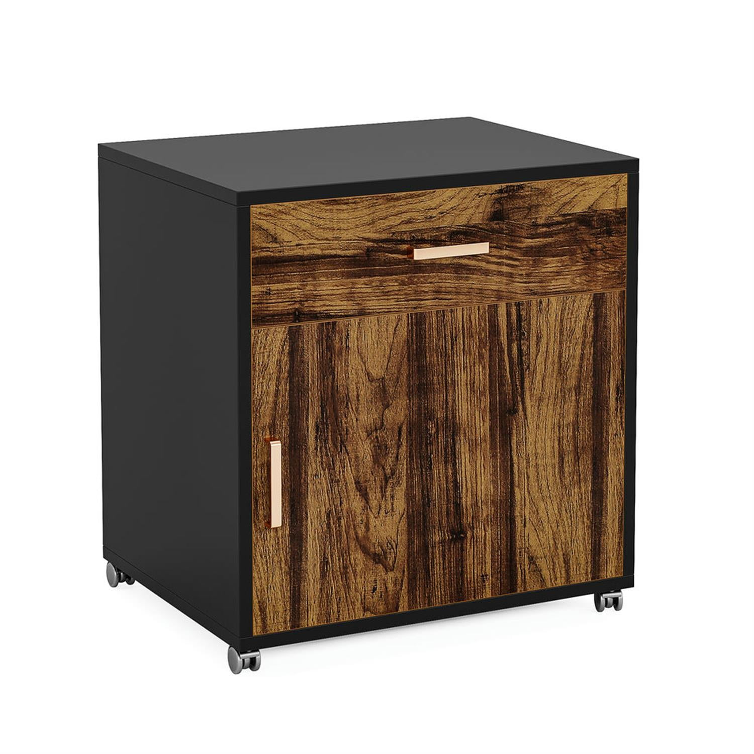 Demi Bonn Modern L Shaped Gaming Desk, 71" Executive Desk with Mobile Lateral File Cabinet for Home Office, Brown