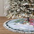 thumbnail image 3 of Falda de árbol de Navidad con flecos de encaje, letrero de corona navideña Let It Snow, muñeco de nieve familiar de metal redondo para garaje, falda de árbol suave, ligera y agradable al tacto de 48", 3 of 7