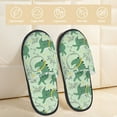 thumbnail image 2 of Bixox Men's Women's Cute Dinosaurs in Space Patterned Plush House Slippers, Memory Foam Slippers, Indoor and Outdoor Warm Plush Bedroom Shoes, Soft Flat Sole, Comfortable and Non-slip, 2 of 5