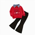 thumbnail image 4 of TOWED22 Toddler Baby Girl Fall Clothes Long Sleeve Shirt Tops and Bell Bottoms Pants 2 Piece Outfits for Girls,F,2-3 Y, 4 of 4