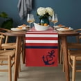 thumbnail image 2 of Nautical Anchor Table Runner - 36 Inch Long, Kitchen Dining Table Runner Dresser Scarves, Red White Geometric Horizontal Stripes Farmhouse Decor for Coffee Tables Wedding Party Banquet, 2 of 8