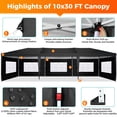 thumbnail image 5 of COBIZI 10x30 Canopy Party Tent with 8 Sidewalls,Waterproof UPF 50+ 0utdoor Wedding Event Tents for Parties Backyard Pop up Canopy Gazebo with 4 Sand Bags&Carry Bags,Black, 5 of 13