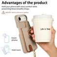 thumbnail image 3 of ELEHOLD Case for iPhone Air, RFID Blocking Leather Wallet Case with Ring Kickstand and Card Holders,Khaki, 3 of 11