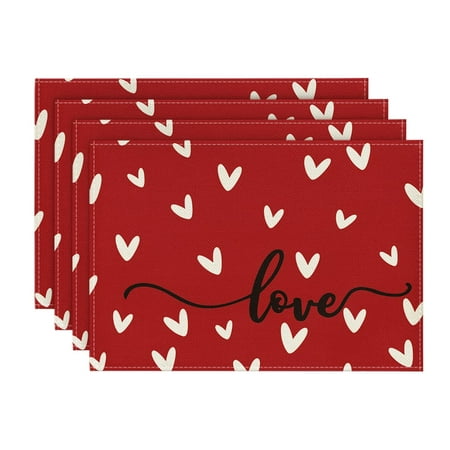

Artoid Mode Red Love Mother Day Placemats Set of 4 12x18 Inch Seasonal Anniversary Holiday Table Ma
