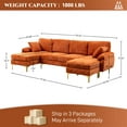 thumbnail image 6 of Rophefx 114.42" Sectional Couches for Living Room,Modern Velvet Fabric U-Shaped Couch,4-Seat Sofa with Chaise and Ottoman,Orange, 6 of 8