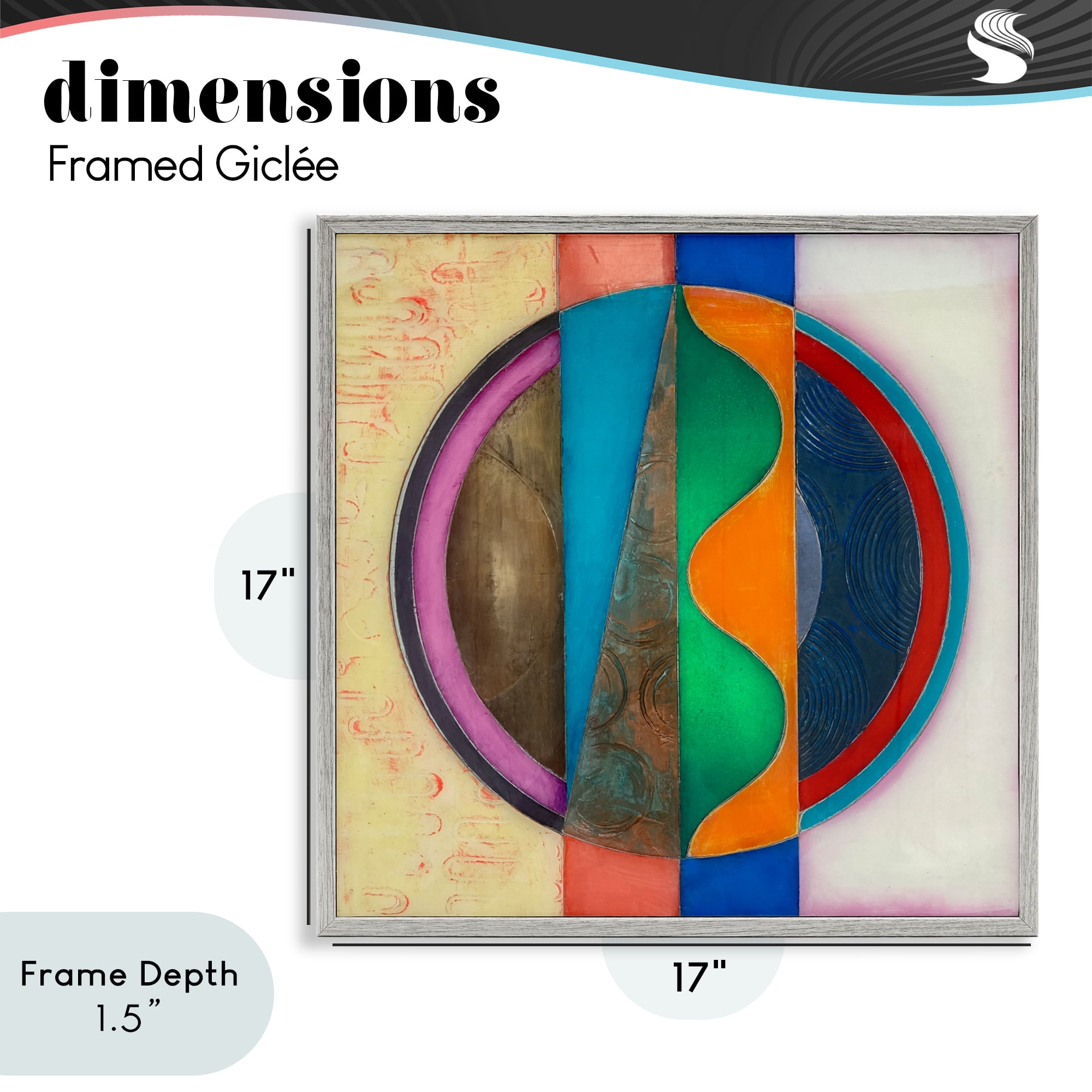 Stupell Industries Circle with Intersecting Waves Gray Framed Giclee Art, design by Matthew Finger