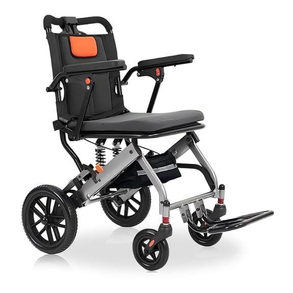 Memoryfield Lightweight Foldable Wheelchair for Adults, Portable Travel Wheelchair, for Seniors, Supports 220 lbs, Black