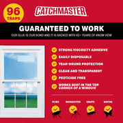 Catchmaster Window Fly Traps 96-Pack, Fly Strips for Home, Indoor Sticky Traps for Flies
