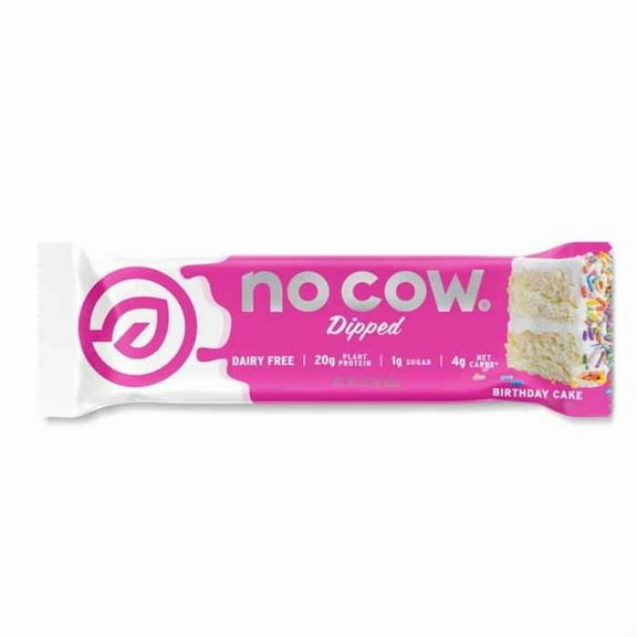Pack of 12, No Cow Bar Dipped Birthday Cake Protein Bars, 2.12 oz