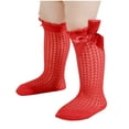 thumbnail image 2 of Girls Knee-High Socks Cotton Cute Bowknot Over the Calf Stockings 0-2 Years Toddlers Kids Solid Breathable Hollow-Out Long Boot Sock, 2 of 4