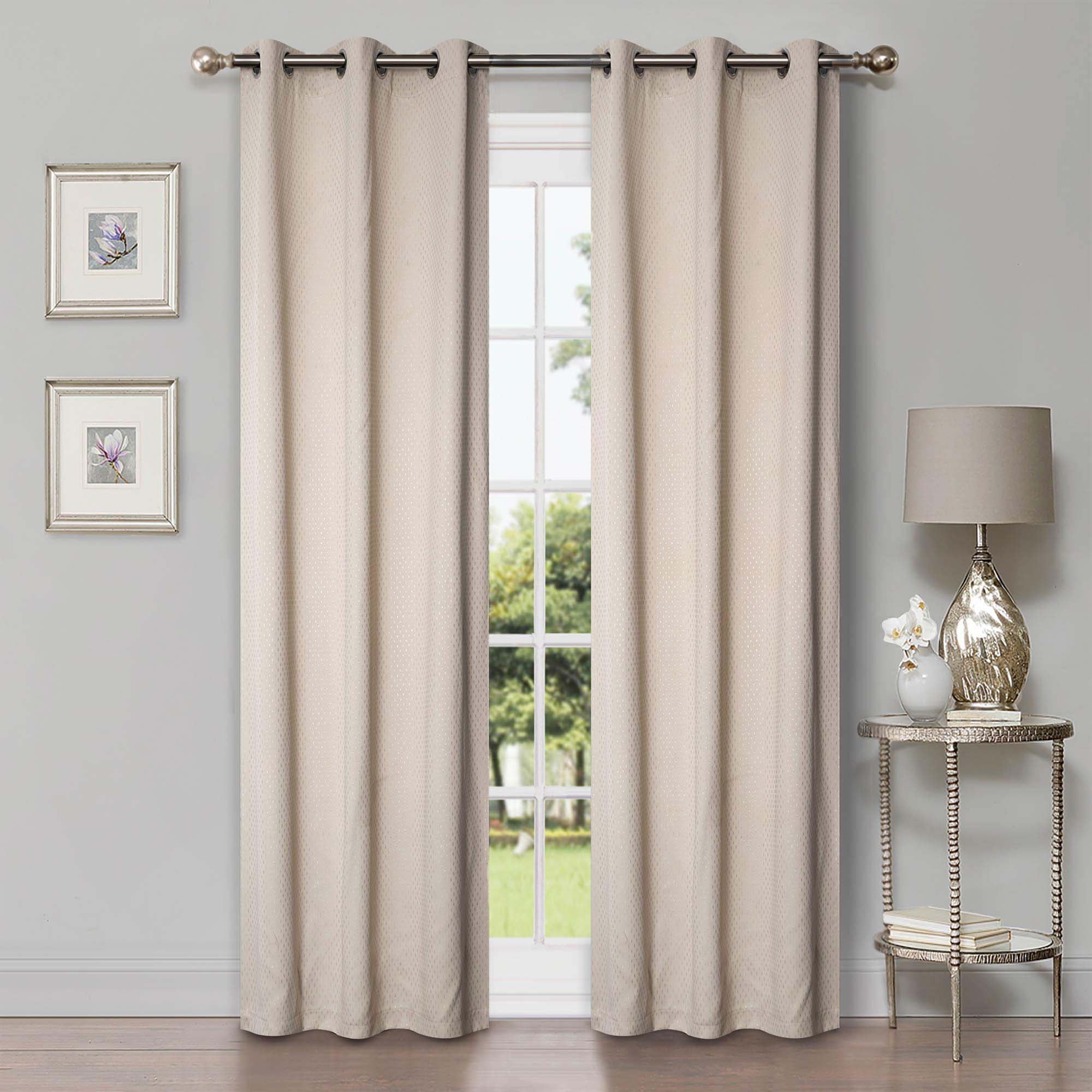 Superior Shimmer Blackout Curtains, Grommet Header, Set of 2, 42" X 96", Ivory