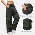 thumbnail image 5 of AherBiu Juniors Cargo Pants for Women Elastic Waisted Straight Leg Hiking Casual Loose Fitted Work Cargos with Multi Pockets(Medium,Gray), 5 of 6