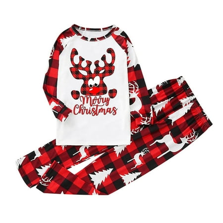 

Children Girls Boys Family Christmas Pajamas Cute Christmas Deer Print Pajamas Plaid Holiday Pajamas Set Parent Child