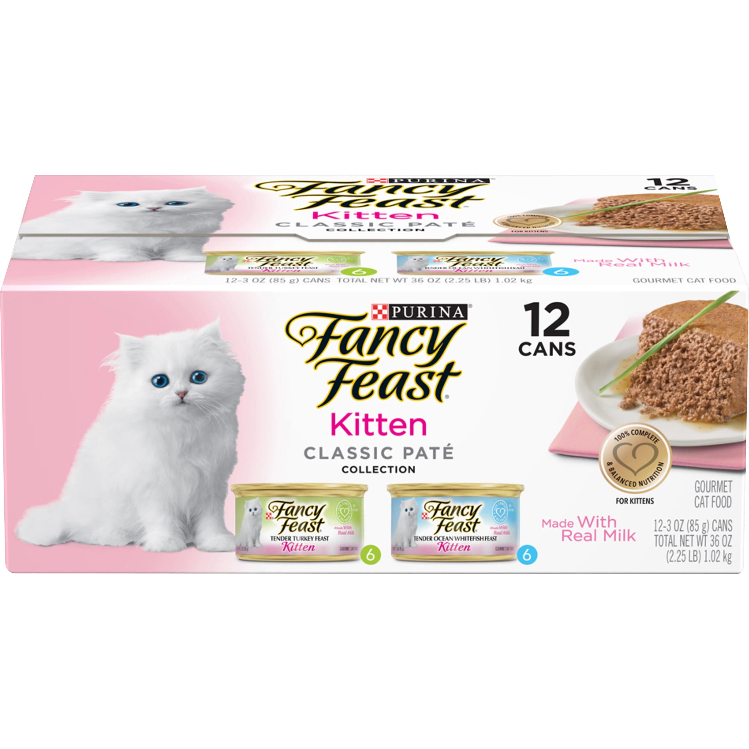 Purina Fancy Feast Classic Pate Wet Cat Food for Kittens Variety Pack, 3 oz Cans (12 Pack)