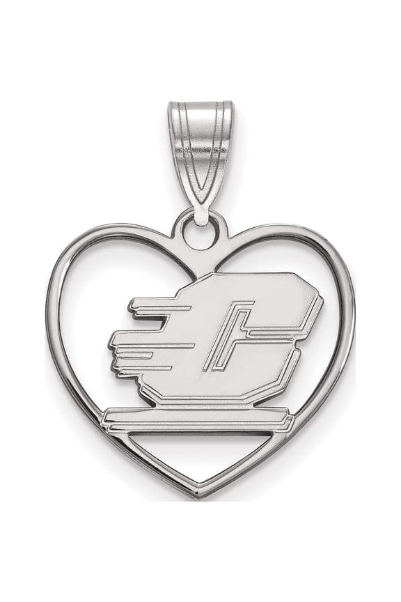 Sterling Silver S. Rh-P Logoart Central Michigan University Pendant In Heart (21 X 17) Made United States ss013cmu
