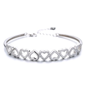Amy & Annette 14K White Gold Heart Bangle Bracelet