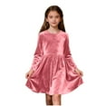 thumbnail image 2 of Eltusu Girls Velvet Dress, Soft Crewneck Casual Long Sleeve Party Dress Pink Size 5-15 T, 2 of 6