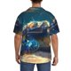 thumbnail image 3 of Balery Sunshine Underwater Sand Turtle Camisa Casual de Manga Corta con Botones para Hombre, Texturizada, Estilo Cubano, para Playa, Verano-Large, 3 of 5