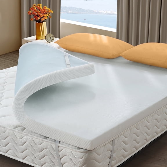 Z-hom 3 Inch Full Mattress Topper with Removable Cover, Cooling Gel Memory Foam Mattress Topper White