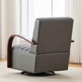 thumbnail image 3 of Hassch Modern PU Upholstered Swivel Chair with Wood Armrest and Tufted Back, 360° Swivel Metal Base, Accent Reading Armchair for Hotel, Office, Bedroom & Lounge (Gray), 3 of 10
