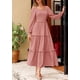 thumbnail image 2 of Vestido PRETTYGARDEN 2025 Maxi con fruncido y lunares suizos en rosa polvoriento Talle L, 2 of 8