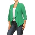 thumbnail image 3 of Women's Plus Size Draped Neck Open Front Loose Fit Solid Cardigan Female Jacket, 3 of 5