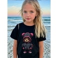 thumbnail image 3 of Tween Girls 2025 Summer Casual Round Neck Bear Print Short Sleeve T-Shirt, Suitable For 8-13 Years Old, 3 of 8
