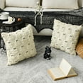 thumbnail image 2 of Sm:)e Halloween Goost Plush Faux Fur Jacquard Throw Pillow Cover 18x18 Inch Beige, Set of 2 Silky Soft Seasonal Cushion Case for Sofa Couch, 2 of 7