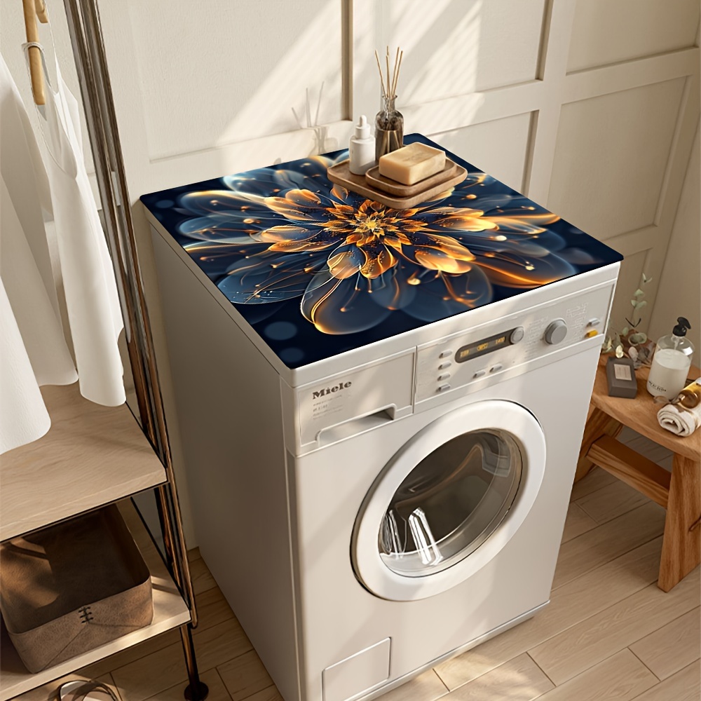 1pc 20in×24in/24in×24in, Flower Pattern, Washer And Dryer Top Protection Mat, Washing Machine Dust Cover Mat, Kitchen Accessories, Non-Slip, For Laundry Bathroom Home Decor, Room Decor